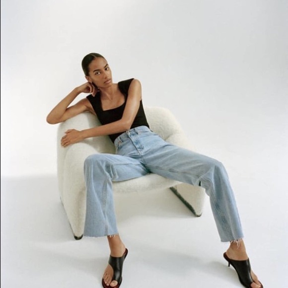 Zara Black  Bodysuit square neckline With Shoulder pads NWT Size Small - Picture 5 of 6